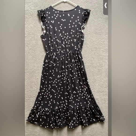 Iffei Dress Women’s Medium Black White Polka Dot Flutter Sleeve Elastic Waist - Picture 12 of 12